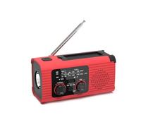 Quystetes Luces de Emergencia LED Portátiles de 2000 MAh con Radio SOS para Acampar Al Aire Libre, Carga Solar, Radio FM, Lámparas Portátiles Rojas