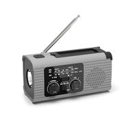 Quystetes Luces de Emergencia LED Portátiles de 2000 MAh con Radio SOS para Acampar Al Aire Libre, Carga Solar, Radio FM, Lámparas Portátiles de Color Gris