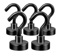 Quystetes Magnéticos, Imanes de Resistentes de 27 Libras con Gancho para Refrigerador, Gancho de Crucero para Colgar, (Negro, Paquete de 5)
