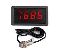 Quystetes Tacómetro Digital LED de 9999 RPM, Medidor de Velocidad de Calibre de 8-24 V CC con Interruptor de Sensor de Imán Hall NPN de 5 V