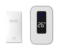Quystetes Timbre InaláMbrico una Prueba de Agua, Autoalimentado, Juego de Timbre de 38 Canciones, Timbre para el Hogar y Exterior con Pantalla de Temperatura, (UE)
