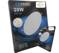 QWell® - Panel Downlight LED Redondo 20W | 20 cm. | 2200 LM 6000K | Extraplano Empotrar en Techo | Vida útil 50,000 Hrs | Driver Incluido