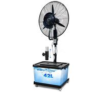 Qwerjkl Ventilador Nebulizador Industrial de Pie con Ruedas | Depósito de 42L, 3 Velocidades y Oscilación 90° | Climatizador de Gran Alcance para Exteriores, Terraza, Patio y Garaje