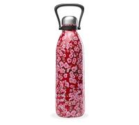 Qwetch - Botella Térmica Grande Inox 1,5L Flowers Rojo Titan - 48h Frío y 16h Caliente - Hermética & Sin BPA - Cantimplora de Acero Inoxidable con Asa - Termo para Camping, Picnic, Familia
