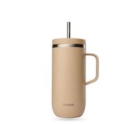 QWETCH Cold Cup 600 ml con mango y pajita - 24 h helado & 12 h frío - Botella térmica de acero inoxidable