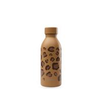 Qwetch ICON - Botella isotérmica de 500 ml de leopardo camel, diseño compacto y elegante de acero inoxidable reciclado, 24 horas frías y 12 horas cálidas, impermeable