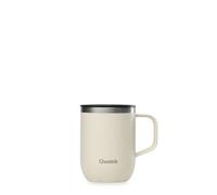 QWETCH - Taza Térmica de Acero Inoxidable Reciclado con Asa 350 ml Arena - Taza Térmica para Café y Té - Mantiene 6h Caliente & 12h Frío - Tapa Deslizante Antiderrames & Compatible con Infusores