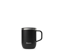 QWETCH - Taza Térmica de Acero Inoxidable Reciclado con Asa 350 ml Negro - Taza Térmica para Café y Té - Mantiene 6h Caliente & 12h Frío - Tapa Deslizante Antiderrames & Compatible con Infusores