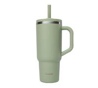 QWETCH Taza Térmica de Viaje Isotérmica 900ml Estanca con Pajita Plegable - Taza Isotérmica de Acero Inoxidable Reciclado con Asa - Mantiene 48h Helado / 12h Frío - Termo Isotérmico - Botella
