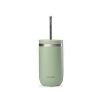 QWETCH - Vaso Térmico Cold Cup 470ml con Pajita Inox Verde Lima - 24h Bebidas Heladas - Acero Inox Reciclado - Antisalpicaduras - Ideal para Café Frío, Bubble Tea y Agua Saborizada