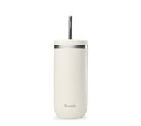 QWETCH - Vaso Térmico Cold Cup 600ml con Pajita Inox Arena - 24h Bebidas Heladas - Acero Inox Reciclado - Antisalpicaduras - Ideal para Café Frío, Bubble Tea y Agua Saborizada