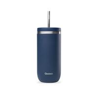 QWETCH - Vaso Térmico Cold Cup 600ml con Pajita Inox Azul Noche - 24h Bebidas Heladas - Acero Inox Reciclado - Antisalpicaduras - Ideal para Café Frío, Bubble Tea y Agua Saborizada