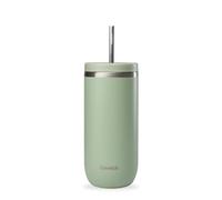 QWETCH - Vaso Térmico Cold Cup 600ml con Pajita Inox Verde Lima - 24h Bebidas Heladas - Acero Inox Reciclado - Antisalpicaduras - Ideal para Café Frío, Bubble Tea y Agua Saborizada