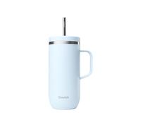 QWETCH - Vaso Térmico con Pajita y Asa 600 ml Azul Pastel - 24h Frío & 12h Fresco - Acero Inox Reciclado, Sin BPA - Taza Isotérmica Reutilizable para Café Helado, Té Frío y Agua Aromatizada