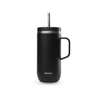 QWETCH - Vaso Térmico con Pajita y Asa 600 ml Negro - 24h Frío & 12h Fresco - Acero Inox Reciclado, Sin BPA - Taza Isotérmica Reutilizable para Café Helado, Té Frío y Agua Aromatizada