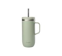 QWETCH - Vaso Térmico con Pajita y Asa 600 ml Verde Lima - 24h Frío & 12h Fresco - Acero Inox Reciclado, Sin BPA - Taza Isotérmica Reutilizable para Café Helado, Té Frío y Agua Aromatizada