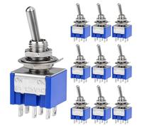 QWORK® 10 Piezas MTS-202 Interruptor de palanca DPDT de 2 posiciones ON-ON, 6 pines, AC 125V, 6 A