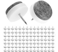 QWORK® 100 Piezas Almohadillas de Fieltro para sillas, Φ24 mm protección de Suelo de Fieltro, Almohadillas de Fieltro Clavo, para Muebles, sillas