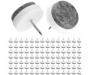 QWORK® 100 Piezas Almohadillas de Fieltro para sillas, Φ24 mm protección de Suelo de Fieltro, Almohadillas de Fieltro Clavo, para Muebles, sillas