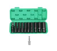 QWORK® 11 Piezas Llaves de Vaso Impacto Profundo de 1/2" con Adaptador de Dado, Vasos de Impacto Largos 10-24mm