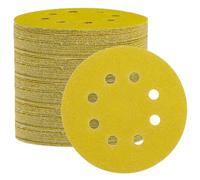 QWORK® 110 Piezas discos de lija, papel de lija 125 mm 8 agujeros con granos variados 60/80/100/120/150/180/240/320/400/600/800, para madera, plástico, metal