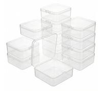 QWORK® 12 piezas Cajas de Almacenamiento Rectangulares con Tapa, Caja Organizadora Plastico para Cuentas, Joyas y Artículos de Manualidades - 95 x 95 x 35 mm