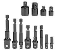 QWORK® 12 piezas juego de adaptadores de vaso de impacto, 1/4", 1/2", 3/8", 4 piezas adaptador,negro