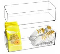 QWORK® 2 Piezas Caja de Almacenamiento para Bolsas de té acrílicas, Organizador de Bolsas de té para Bolsas de té, Bolsas de café, cápsulas de café, edulcorantes, azúcar y más
