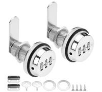 QWORK® 2 Piezas cerradura de leva de combinación, cerraduras codificadas sin llave de 3 dígitos para gabinetes, cajones, taquillas de gimnasio y más (30 mm, plata)