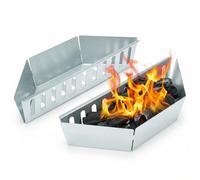 QWORK® 2 Piezas cestas para carbón, Soporte de Combustible briquetas carbón, Compatible con Weber de 47/57/67 cm Parrillas de carbón