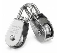 QWORK 2 Piezas M25 Bloque de Polea - Acero Inoxidable 304 - para Cuerda diámetro hasta 10 mm - Carga 150kg