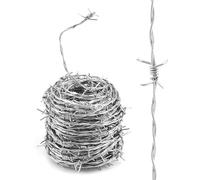 QWORK® 20 m Alambre de púas galvanizado - espesor del alambre 1,8 mm - para valla de jardín, protección de escalada y ahuyentador de gatos