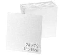 QWORK® 24 Piezas lienzo blanco, 15x15cm 3 mm grosor mini lienzo, para pintura acrílica y al óleo