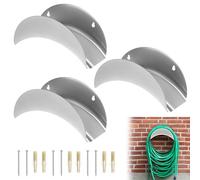 QWORK® 3 Piezas Soporte para mangueras pared, suspensión de mangueras hierro, para mangueras de 30 m 1/2"