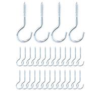 QWORK® 30 piezas tornillos ganchos M6 x 85 mm, acero al carbono galvanizado, ideal para cables fijos, hamacas, toldos, sillas colgantes