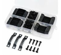 QWORK® 300 Piezas Colgador De Cuadros con 200 Piezas Tornillos , Ganchos Para Colgar Cuadros , Ganchos Para Marcos De Cuadros , Con Caja , Negro