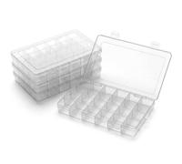 QWORK® 4 Piezas Caja Organizadora de Plástico 19 x 13 x 1,5 cm con 24 Compartimientos, Ideal para Joyas, Tornillos y Accesorios