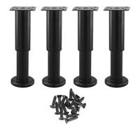 QWORK® 4 Piezas de 12cm-18cm, Acero, Tornillos incluidos, para Mueble de TV, Mueble, sofá, Negro, Capacidad de Carga 200 kg