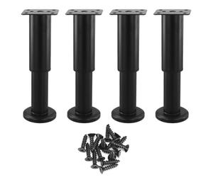 QWORK® 4 Piezas de 12cm-18cm, Acero, Tornillos incluidos, para Mueble de TV, Mueble, sofá, Negro, Capacidad de Carga 200 kg