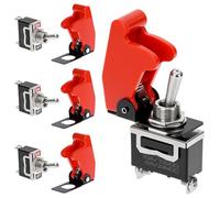 QWORK® 4 Piezas Interruptores de Palanca con Cubierta Impermeable, 10A/12VDC, 6A/24VDC, Interruptor SPST de 2 Pines y 2 Posiciones