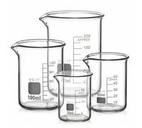 QWORK® 4 Piezas Vaso de Precipitados Graduado 25ml 50ml 100ml 200ml, Vaso Vidrio Borosilicato 3.3 para Cocina y Laboratorio