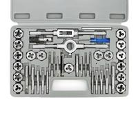 QWORK® 40-pieza Terrajas y machos de roscar - Acero para cojinetes - Métrico M3-M12 - para cortar hilos nuevos y reparar hilos dañados