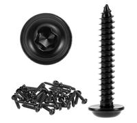 QWORK® 40 Piezas Tornillos Negros Autorroscantes, M5 x 30 mm tornillos con Disco de Acero Inoxidable 304 Galvanizado