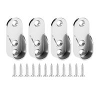 QWORK® 4PCS Soporte Barra Armario Ovalado Plateado, 30x15 mm, de Aleación de Zinc