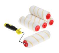 QWORK® 5 Peizas rodillos de pintura, rodillo de hilo amarillo de 18 cm con barra, rodillo pintura pared, para pinturas a base de dispersión y látex