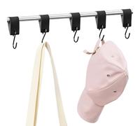 QWORK® 5 Piezas ganchos S con bucle de cuero, ganchos para ropa de acero inoxidable 12,5 x 3 cm, ganchos negros para guardarropa