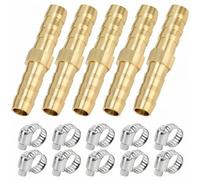 QWORK® 5 uds 6mm latón conector de lengüeta para manguera, con 10 abrazaderas, accesorio de tubería recta de 2 vías