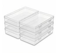 QWORK® 6 piezas Cajas de Almacenamiento Rectangulares con Tapa, Caja Organizadora Plastico para Cuentas, Joyas y Artículos de Manualidades - 180 x 110 x 30 mm