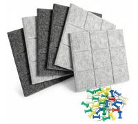 QWORK® 6 piezas de tablero de fieltro, con 30 pines, autoadhesivos, 30 x 30 cm, para oficina, cocina, escuela