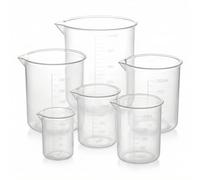 QWORK® 6 Piezas Jarra Medidora Plastico Transparentes, Vaso Graduado 50ml 100ml 150ml 200ml 250ml 500ml para Cocina Laboratorio